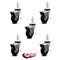 Service Caster 3 Inch Hooded Neoprene Rubber 3/8 Inch Threaded Stem Caster with Brakes, 5PK SCC-TS03S310-NPRB-BC-B-381610-5 - alternate 4